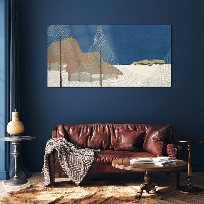 Abstract landscape with mesh Glass Wall Art