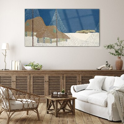 Abstract landscape with mesh Glass Wall Art