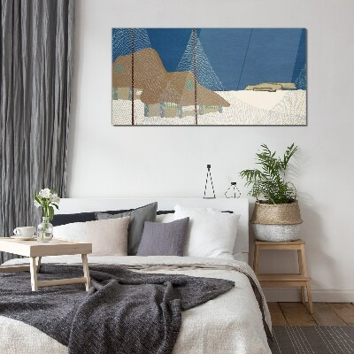 Abstract landscape with mesh Glass Wall Art