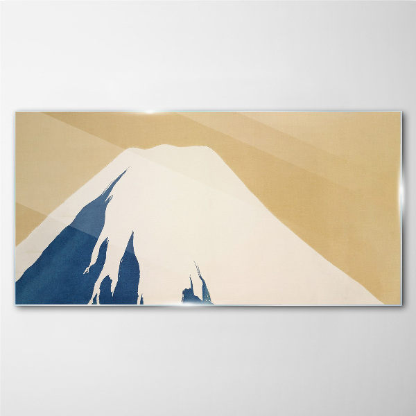 The mountain in blue warmth Glass Wall Art