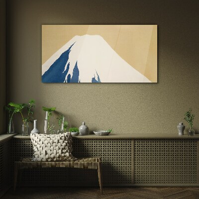 The mountain in blue warmth Glass Wall Art