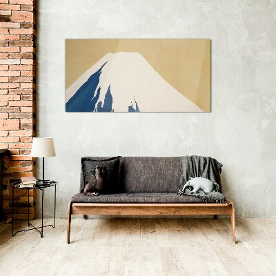 The mountain in blue warmth Glass Wall Art