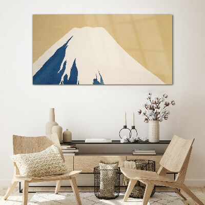 The mountain in blue warmth Glass Wall Art