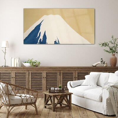 The mountain in blue warmth Glass Wall Art