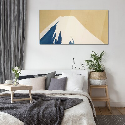 The mountain in blue warmth Glass Wall Art