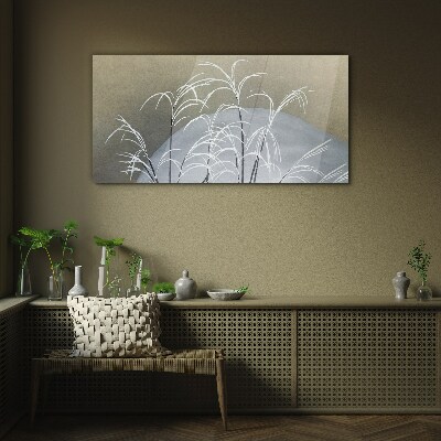 Abstract plants snow Glass Wall Art