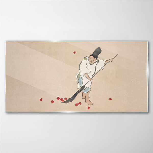 Abstraction asian male Glass Wall Art