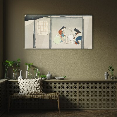 Working in a Traditional Japanese Village Glass Wall Art