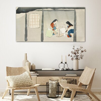 Female abstraction cottages Glass Wall Art