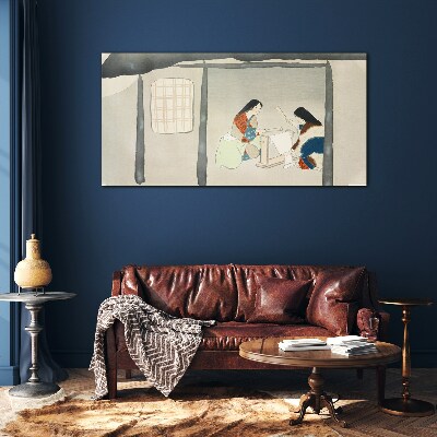 Working in a Traditional Japanese Village Glass Wall Art