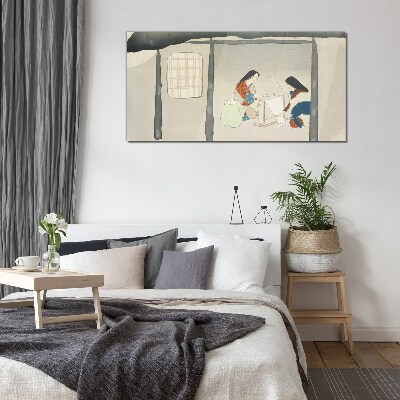 Working in a Traditional Japanese Village Glass Wall Art
