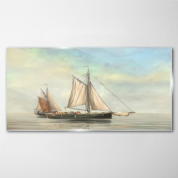 A quiet morning on the water Glass Wall Art