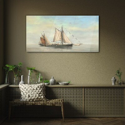 A quiet morning on the water Glass Wall Art