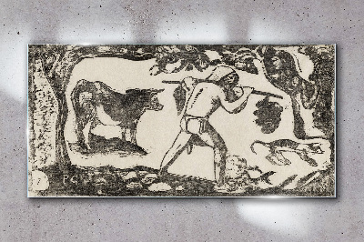Pastoral scene with cattle Glass Wall Art