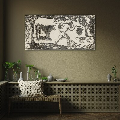 Pastoral scene with cattle Glass Wall Art