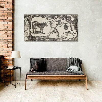 Pastoral scene with cattle Glass Wall Art