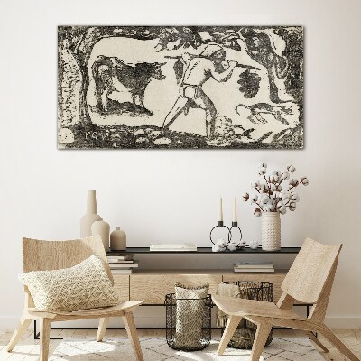 Pastoral scene with cattle Glass Wall Art