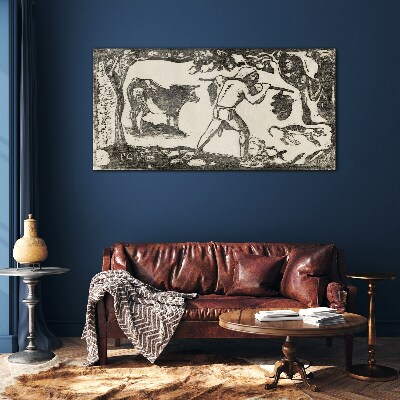 Pastoral scene with cattle Glass Wall Art