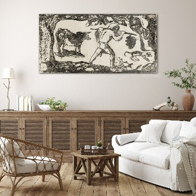 Pastoral scene with cattle Glass Wall Art