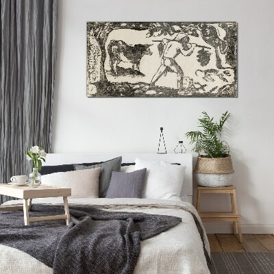 Pastoral scene with cattle Glass Wall Art