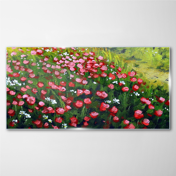 A meadow full of poppies Glass Wall Art