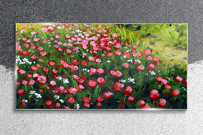 A meadow full of poppies Glass Wall Art