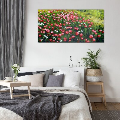 A meadow full of poppies Glass Wall Art