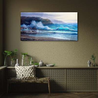 Calm ocean waves Glass Wall Art