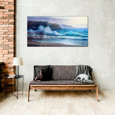 Calm ocean waves Glass Wall Art