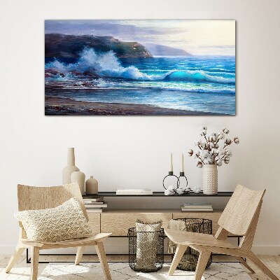 Calm ocean waves Glass Wall Art