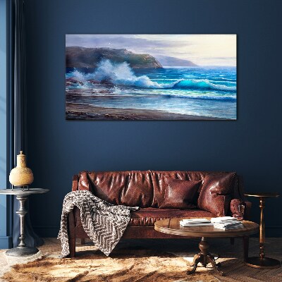 Calm ocean waves Glass Wall Art