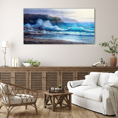 Calm ocean waves Glass Wall Art