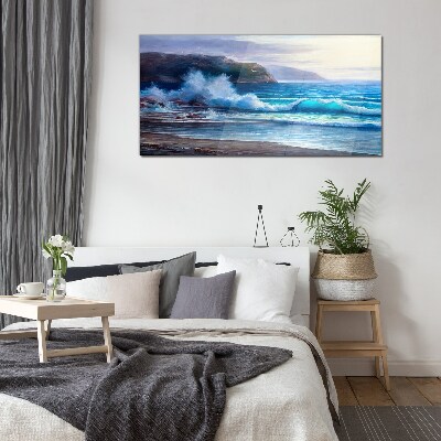 Calm ocean waves Glass Wall Art