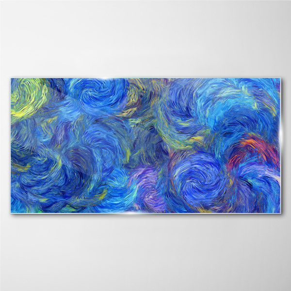 Swirling blue spirals Glass Wall Art
