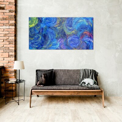 Swirling blue spirals Glass Wall Art