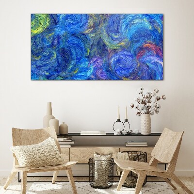 Swirling blue spirals Glass Wall Art