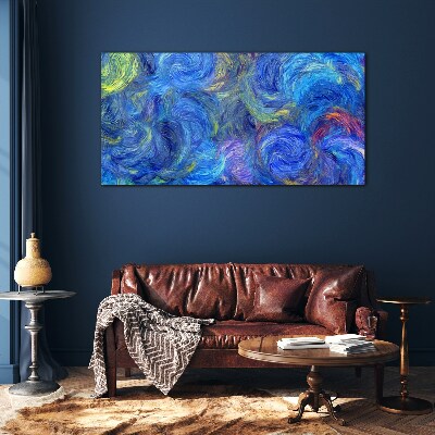 Swirling blue spirals Glass Wall Art