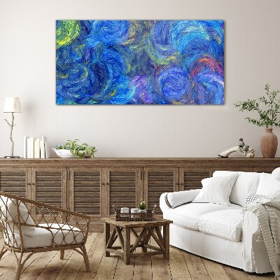 Swirling blue spirals Glass Wall Art