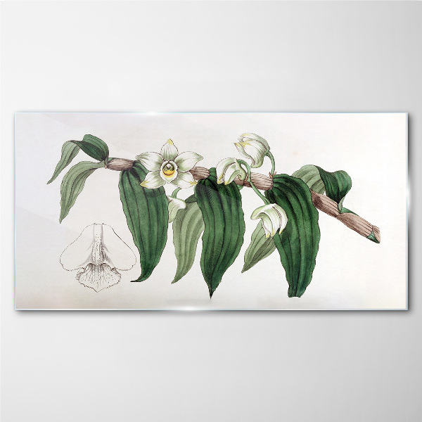 Floral arrangement with leaves Glass Wall Art