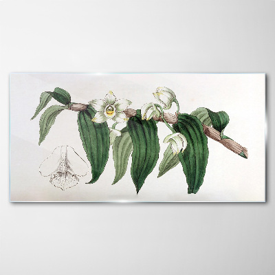 Floral arrangement with leaves Glass Wall Art