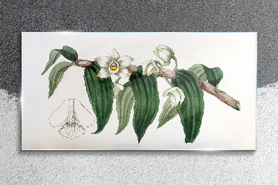 Floral arrangement with leaves Glass Wall Art