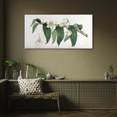 Floral arrangement with leaves Glass Wall Art