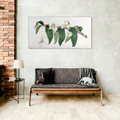 Floral arrangement with leaves Glass Wall Art