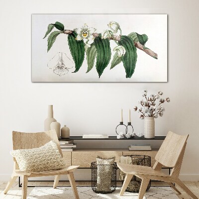 Floral arrangement with leaves Glass Wall Art