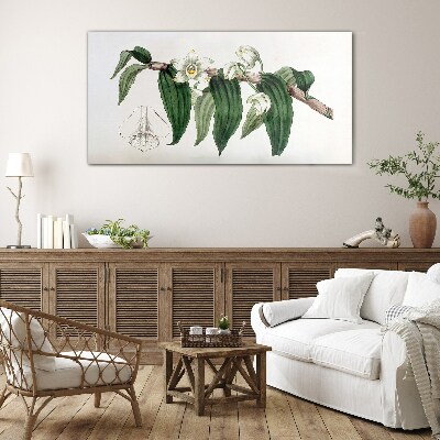 Floral arrangement with leaves Glass Wall Art