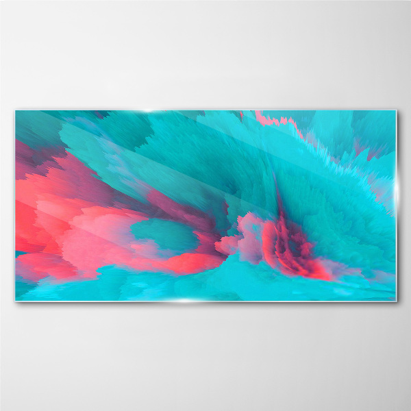 Turquoise abstract waves Glass Wall Art