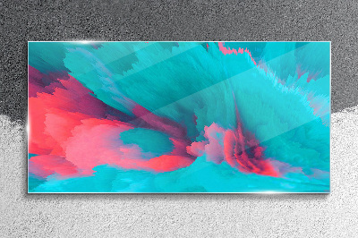 Turquoise abstract waves Glass Wall Art