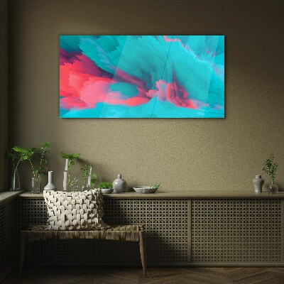 Turquoise abstract waves Glass Wall Art