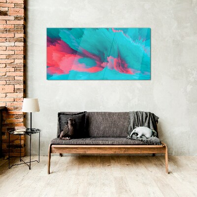 Turquoise abstract waves Glass Wall Art