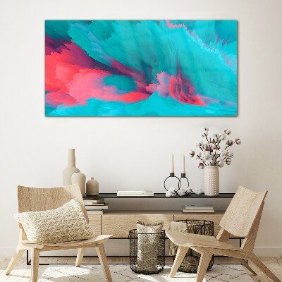 Turquoise abstract waves Glass Wall Art